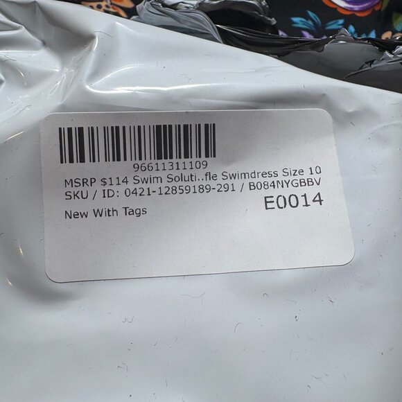 Swim Solutions Floral V-Neck Tummy Control Ruffle Swimdress Women's Size 10 NWT! - Picture 8 of 8